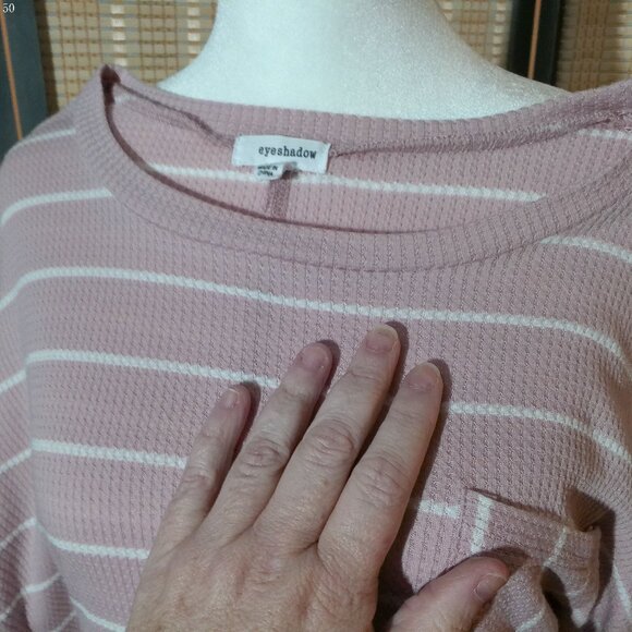 Eyeshadow Long Sleeve Thermal Style Scoop Neck Knit Top - Picture 2 of 6